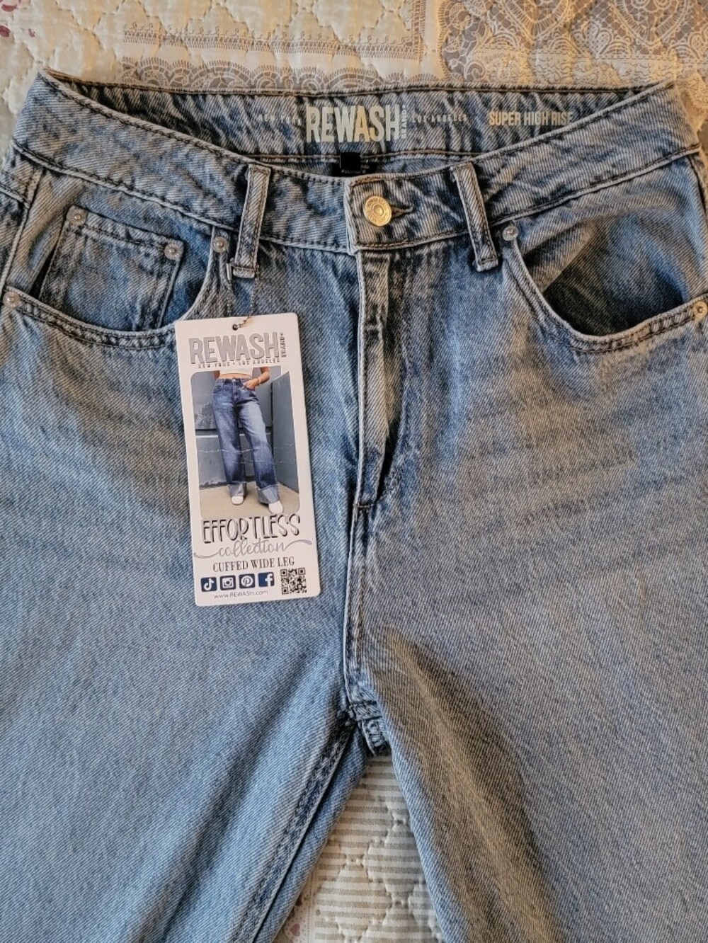 Rewash Light Blue High Waisted Wide-Leg Jeans TALL 35" Inseam Size 5